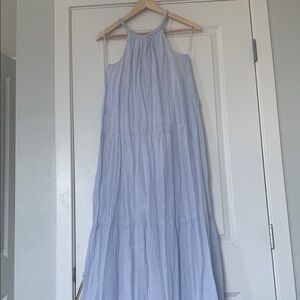 Elegant Blue Striped Dress